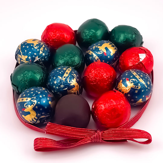 Dark Chocolate Foil-wrapped Ornament Balls: Grab & Go