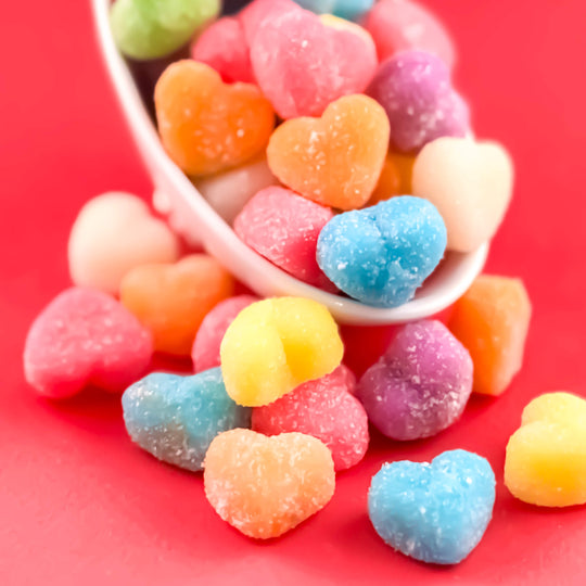 Sugar-Sanded Rainbow Gummi Hearts: Valentine’s Grab & Go